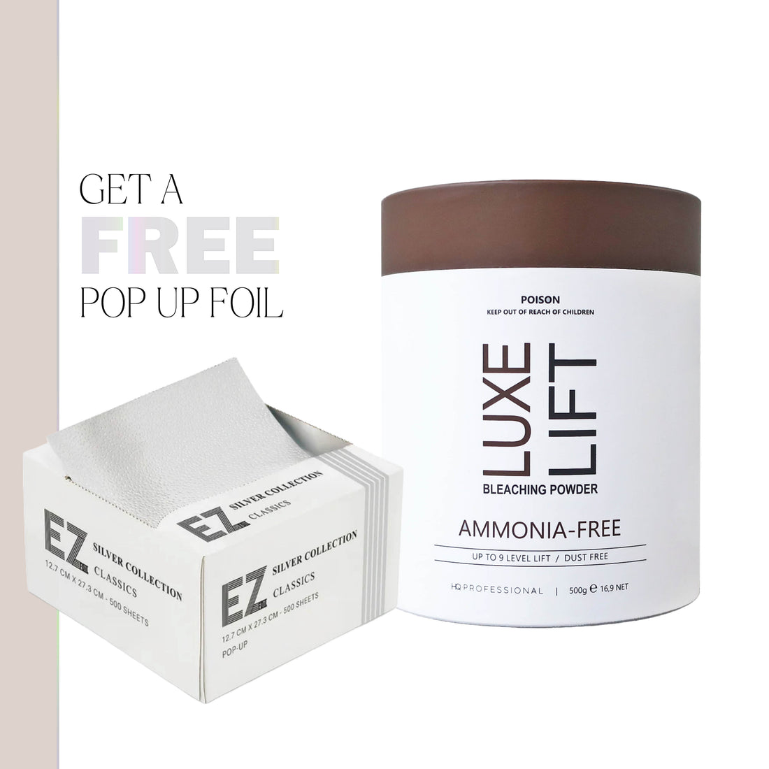 HQ Luxe Lift 9+ Level Ammonia-Free Bleaching Powder **WITH FREE EZ CLASSIC POP-UP FOIL - LIMITED TIME!**