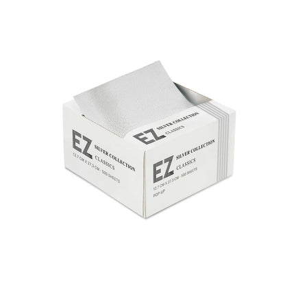 **FREE WITH PREMIUM BLEACH** EZ FOIL CLASSIC POP UP 500 SHEETS - SILVER (13 MICRON, 12.7X27.3CM)
